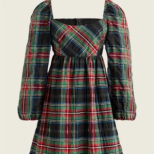 J. Crew Women's Puff Sleeve Mini Dress in Stewart Tartan Holiday Party worn once